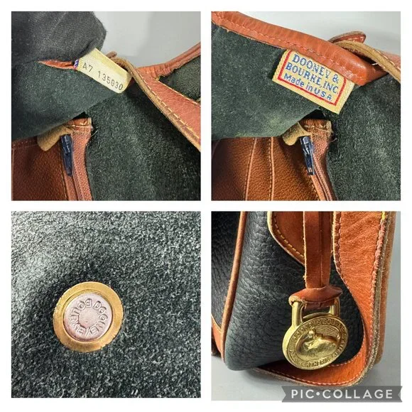 Vintage DOONEY & BOURKE BLACK ALL WEATHER LEATHER Crossbody Shoulder Purse - Picture 11 of 13